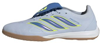 adidas Unisex Predator League Fold-Over Tongue Indoor Football Shoes, Crystal Sky/ray Blue/Team solar Yellow 2, 45 1/3 EU