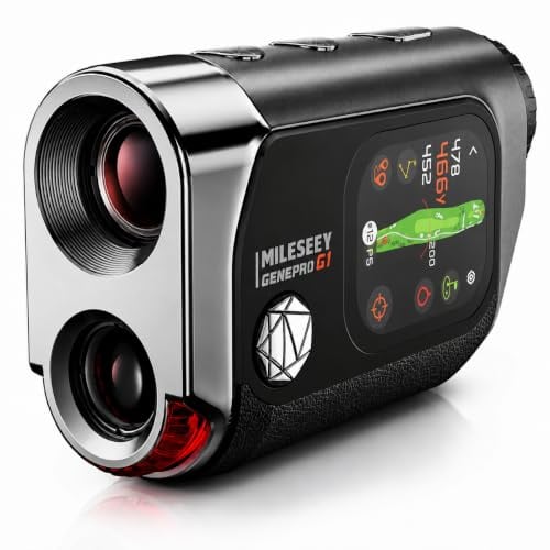 MilESEEY Télémètre de Golf 1200M G1, Tactile & GPS avec Mesure de Pente | 43000+ parcours préenregistrés, écran bicolore rouge-vert, verrouillage drapeau <0,1s + alerte vibrante, zoom 6x
