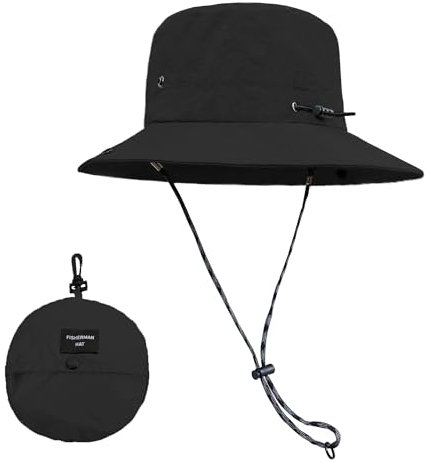 ehsbuy Sonnenhut Herren Damen Safari Fischerhut Wasserdicht Cowboy Style Anglerhut Faltbar Boonie Bucket Hut mit Verstellbare Kinnriemen für Sommer Outdoor