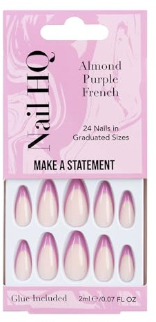 Nail HQ Almond Purple French Nails (24 Pieces)
