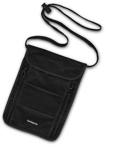 Samsonite RFID-Brustbeutel – leichte und langlebige Nylon-RFID-Schutz-Technologie – blockiert RFID-Signale, die in Reisepässen, Ausweisen und Kreditkarten codiert sind, Schwarz, Organisationszubehör