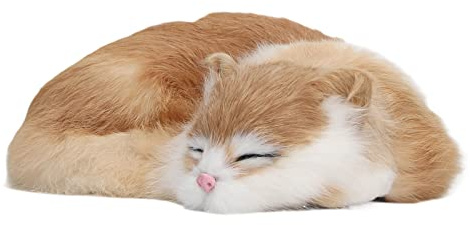 SUPYINI Nette Lebensechte Schlafende Katzenfigur mit Weichem Flauschigem Fell, Schönes Gesicht, Helle Augen, Geeignet für Mädchen, Valentines und Weihnachten