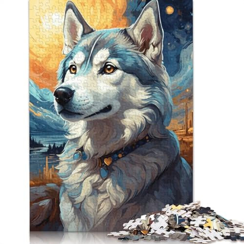Siberian Husky Night Sky Puzzle Fun Premium Cardboard Jigsaw Puzzle for Boy Or Girl 1000pcs (75x50cm)