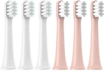 OUTIFUOTPP Vacuum Replacement Brush Heads,Compatible for XIAOMI MIJIA T100 4PCS Electric Tooth Soft Bristle Package Nozzles(3White3Pink)