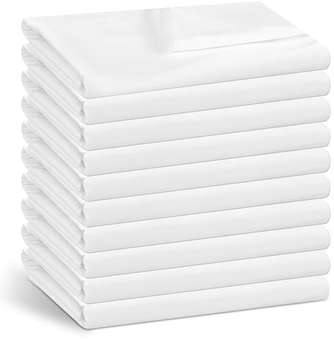 10er Pack Weiße Flachlaken Nur in Größe Twin, Weiche Mikrofaser-Bettlaken