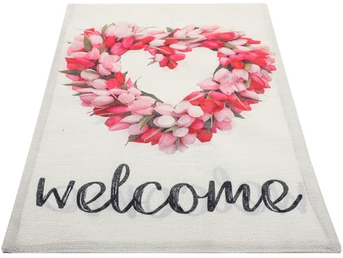 UPKOCH Valentinstag Gartenflagge aus Strapazierfähigem Flachs Doppelseitige Herz Flagge für Außenbereich Wetterfeste Party Willkommensflagge zur Gartendekoration