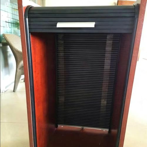 Porte AccordéOn Interieur Porte D'armoire à Tambour Noire, Kit de Porte D'armoire Coulissante Enroulable avec Rail Lisse, Panneau de Rangement Gain de Place pour Cuisine et Garage(70x75cm(28x30in))