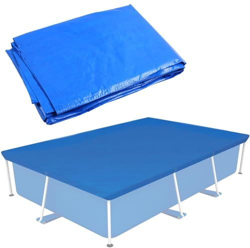 YedZen Poolabdeckung Rechteckig 400x210cm, Rectangular Abdeckplane Pool 4x2.1m, Sommer & Winter Blau Solarplane Pool für Rectangular Frame Pool, Winddicht Regenfest Staubdicht