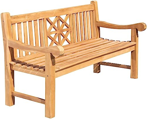 DELUKE Gartenbank Teakbank VUZAR Holz Teak 180x72x92 cm | Holzbank 180 cm Gartenbank Sitzbank Mit Lehne Wetterfest Bank Garten Terrasse