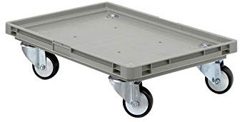 SSI Schäfer Kistenroller Transportroller – 200kg Traglast, Transporthilfe Rollbrett Fahrgestell Eurobox-Transport, Kunststoffrollen - grau