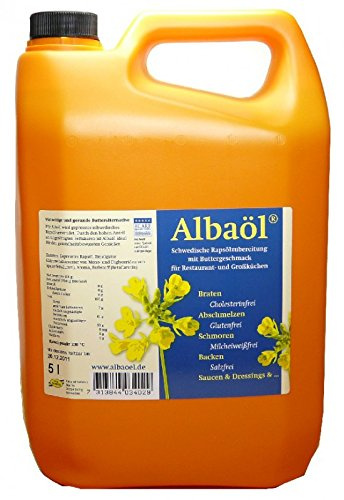 Alba Öl Rapsöl Buttergeschmack Butteröl 5 Liter + 2 leere Glasflaschen 1 Liter