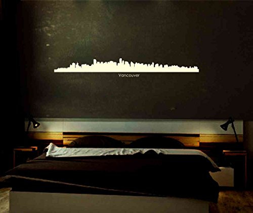INDIGOS UG - Wandtattoo Wohnzimmer - Wandaufkleber Vancouver - nachleuchtend im Dunkeln - Fluoreszierend 120x15 cm Skyline - Aufkleber Kinderzimmer Schlafzimmer Küche Badezimmer Büro Dekoration