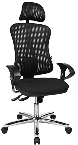 TOPSTAR Bürostuhl HJH Solution Deluxe Head AL.U2 Chrom schwarz, Kopfstütze, Ergonomischer Drehstuhl, Armlehnen