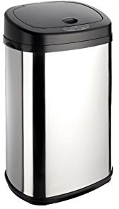 Dihl 30L Onyx Chrome with Black Lid Stainless Steel Auto Touchless Hands-Free Sensor Kitchen Waste Dust Bin Automatic Motor