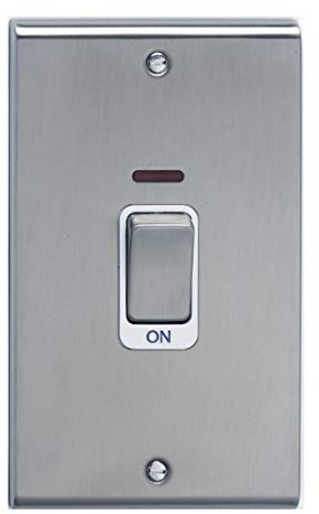 Deta SD1301PSCW Double Pole Switch/Neon 2G - 45 Amp Satin Chrome