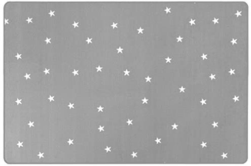 Primaflor Kinderteppich mit Sternen - Stella, Pastell Grau, 100 x 150 cm, Hochwertiger und Pflegeleichter Teppich für Kinder- und Babyzimmer, Spielteppich für Mädchen und Jungen