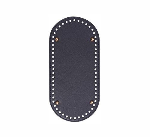 VOANZO PU Leder Oval Lange Strick Häkeltaschen Nagel unten Shaper Pad Tasche Kissen Basis mit Löchern Handtasche DIY Umhängetaschen Zubehör (Schwarz)