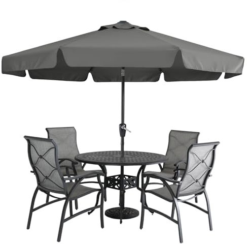 MasterCanopy Parasol de table avec volants, 8 baleines robustes (2,7 m, gris foncé)