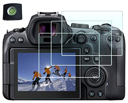 EOS R7 R6 Pellicola Protettiva per Fotocamera Canon EOS R7 R6 (Non adatto R6 MarkII) con Copertura Hot Shoe Pellicola in Vetro Temperato 0,3 mm Alta Definizione Durezza 9H [Confezione da 3]