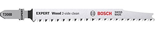 Bosch Professional 3x Lame per seghetto alternativo Expert ‘Wood 2-side clean’ T 308 B (per Compensato, Pannello per mobili in legno massiccio, Lunghezza 117 mm, accessorio Seghetto alternativo)