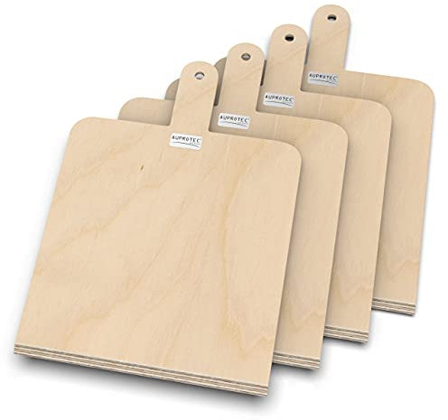 AUPROTEC Pizzaschaufel Holz Pizzaschieber Pizzabrett Birke geschliffen Modell Danny: 4er Set, Größe S 26 x 20 cm