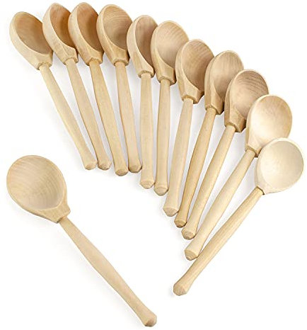 Ulanik Unfinished Wooden Spoons for Craft Toddler Montessori Toys for 3+ Year Olds Baby Fine Motor Toys Wooden Games for Sensory Play Scooping & DIY — 12 pcs
