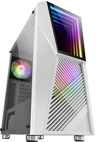 MARSGAMING Mars Gaming MC777W, Case da Gioco PC, Infinity Mirror ARGB, Vetro Temperato, 2x Fan Chroma ARGB, Bianco