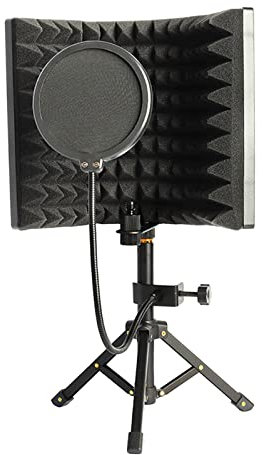 Sharplace Isolation with Pops' and Tripod Stand,Mic Sound Absorbing Foam Reflector for Condenser Recording Equipment Studio