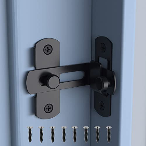 Scheunentürschloss, Flip Door Sliding Latch, 90 Degree Stainless Steel Angle Door Latch Buckle, Screen Door Stopper Lock Hook Eye Lock Bi-Fold Door Lock for Bathroom, Outdoor, Garage