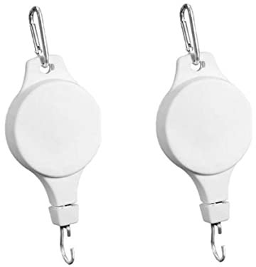 Pflanzenrolle Pflanzenhaken, Rollenaufhänger Verstellbar, Strapazierfähig Zum Aufhängen Von Pflanzen Korbhaken Einziehbar Deckenhaken Für Hängende Pflanzgefäße Blumenkörbe, Weiß 2 Stück