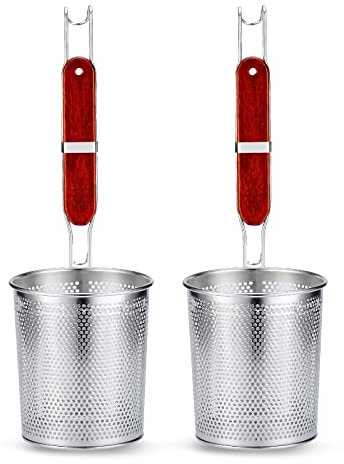 Micro-Perforated Stainless Steel Pasta Strainer, 2-Piece Set (5.5in, 14cm)
