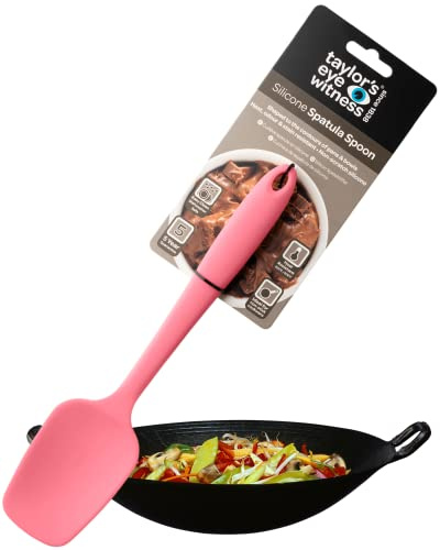Taylors Eye Witness Large Silicone Raspberry Spatula Spoon - Dishwasher Safe. Perfect for Non-Stick Pans. Hygienic Alternative to Wood. Odour, Stain & Heat Resistant (260°C/500°F). 5 Year Guarantee.