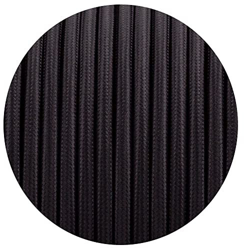 Cable Trenzado Rizado Italiano de 3 Núcleos Redondo, Color Negro, 0,75 mm, Cable Eléctrico Flexible de 5 Metros para Iluminación del Reino Unido