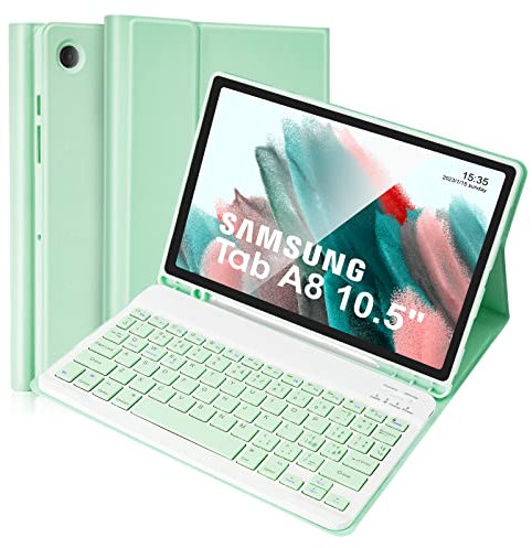 Lively Life Custodia con Tastiera per Samsung Galaxy Tab A8 10.5 2021 (SM-X200/X205/X207), Layout Italiano, Rimovibile e Staccabile, Verde