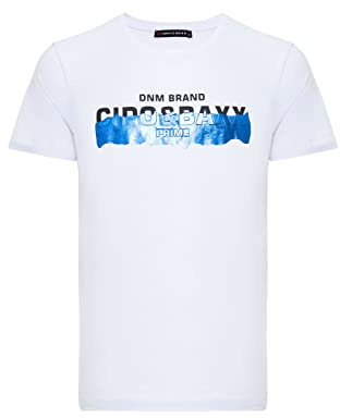 Cipo & Baxx Herren T-Shirt Baumwolle Rundhals Brustprint Kurzarm Freizeitshirt CT711 Weiß XXL