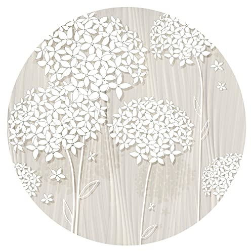 murando runde Fototapete selbstklebend Blumen 125x125 cm Tapeten Wandtapete XXL Moderne Wanddeko Design Wand Dekoration Wohnzimmer Schlafzimmer Büro Flur Abstrakt Natur Pflanzenmotiv