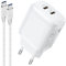 Dual 25W USB C Ladegerät mit Ladekabel für Samsung Galaxy A16 5G/A25 5G/A34 A33 A23 A52 A52S A13 S24 S23/S23 Plus/S23 Ultra/S21 FE/S20,A15 M23/M33 M53,Z Fold 3 4 5/Note 10 20 Netzteil Schnellladegerät