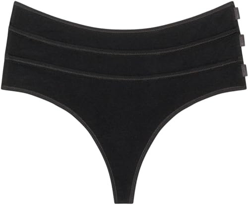 Calvin Klein Damen Strings Ideal Cotton Tangas, Schwarz (Black/Black/Black), XS