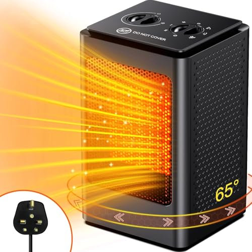 Portable Space Heater, Fan Heaters for Home Low Energy Silent, 750W / 1500W PTC Electric Heater with Tip-Over and Overheat Protection, 6 Adjustable Modes & Thermostat, Suitable for Office Home Dorm