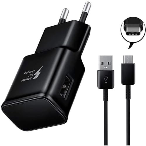 Ladegerät 15W 2A, 1.0M USB 2.0 Kabel, Schnelles Aufladen für Samsung S21/ S20 FE/ S10/ S9/ S8 Plus/ A52/ A52S, Original Ersatz-Ladegerät AFC, PfirstDa (Schwarz)