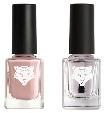 ALL TIGERS - Lot de 2 vernis - Base & Top Coat transparent et Beige Nude 121 - Vernis à Ongles Vegan - Ingrédients Naturels & Bio-sourcés - Brillance et longue tenue - 2x11ml…