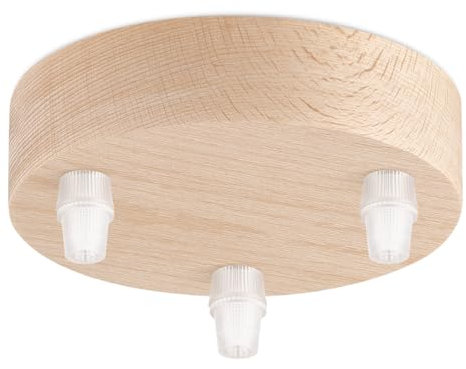 Home Sweet Home Deckenbaldachin | Rund | 12/12/5cm | Natur | aus Holz gefertigt | 3-Licht Deckenplatte | Deckenrosette für Hängeleuchte | Machen Sie Ihre eigene einzigartige Lampe!