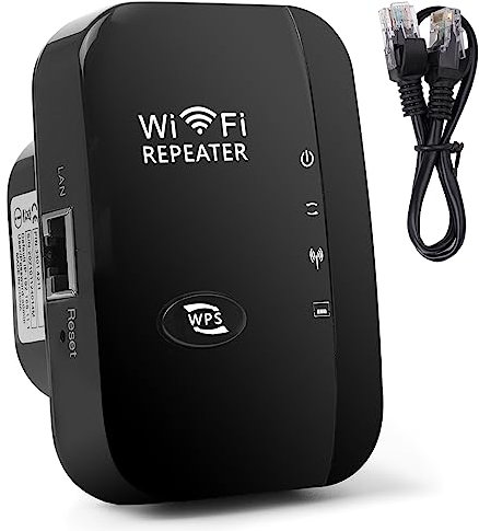 Wifi Extender Booster,WiFi Booster Range Extender Up to 5000sq.ft and 40 Devices,Internet Signal Booster Amplifier Supports RP/AP Mode,2.4G Network with Integrated Antennas LAN Port,1-Key Setup