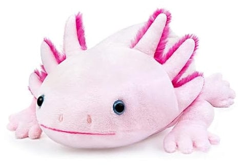 PuffPurrs Groß Axolotl Plüsch - Pinker Axolotl Stofftier, realistisch, 31, niedliche Ambystoma gruselige Amphibien-Plüschtiere, einzigartige Plüschgeschenksammlung für Kinder