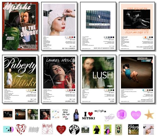 Mitski-Poster (8 Stück, 20,3 x 27,9 cm), Albumcover, Musikposter für Zimmer, ästhetisch, Wandkunst für Raumdekoration, Poster für Fans, ungerahmt