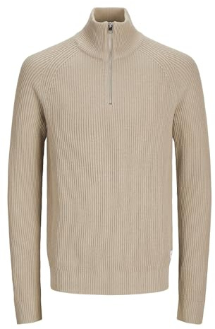 JACK & JONES Male Quarter Zip Plain Quarter Zip, Crockery, M