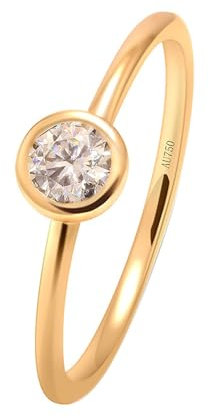 Whoiy Trauringe Gold 750, 0.3ct Labor Diamanten Verlobungs Eheringe Damen Solitär Echt 18 Karat Gelbgold Hochzeitsringe für Frauen Größe 53 (16.9)