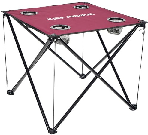 Kirkjubøur® Solkatt Faltbarer Campingtisch Klapptisch 58x58 x51 cm mit Getränkehalter für Picknick Camping Reisen (Weinrot)