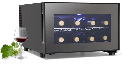 ERICAT Réfrigérateur À Vin, Refroidisseur À Vin Électrique De 8 Bouteilles, Température Réglable De 11 À 18 °C Et Refroidissement Rapide, Empêche Les Fuites d'air Froid, pour Le Bureau