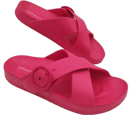 de fonseca Modello Portofino Ciabatte Donna Estive Doppia Fascia in Gomma EVA, Pantofole per Casa, Spiaggia e Piscina (Fucsia, Sistema Taglie Calzature EU, Adulto, Donna, Numero, Media, 37)